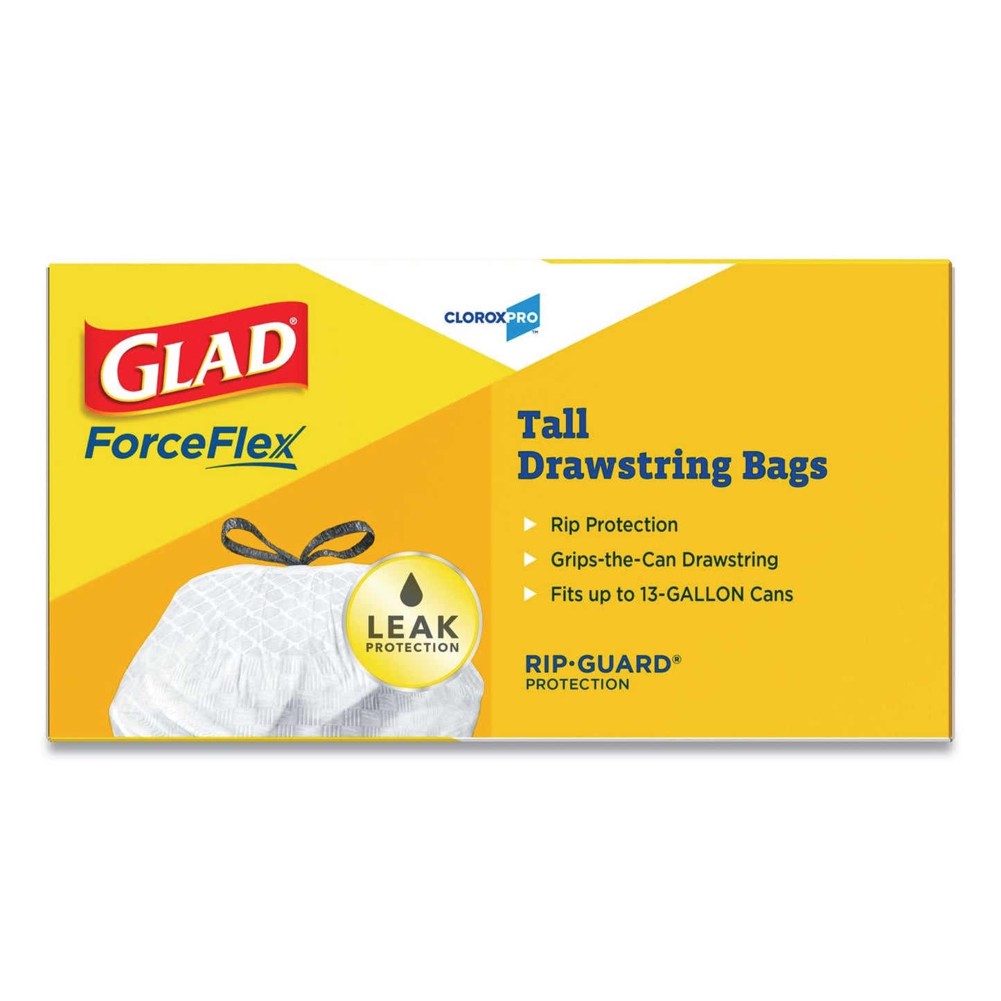 Glad Tall Kitchen Drawstring Trash Bags, 13 gal, 0.72 mil, 24" x 27.38", Gray, 100/Box