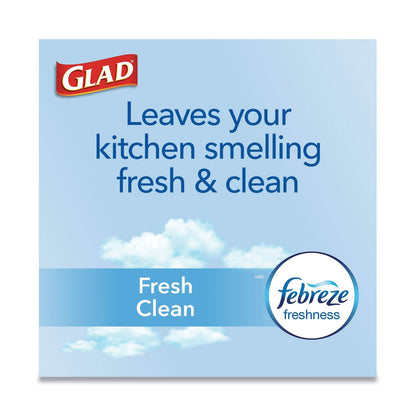 Glad ForceFlexPlus OdorShield Tall Kitchen Drawstring Trash Bags, 13 gal, 0.9 mil, 24" x 28", White, 204/Carton