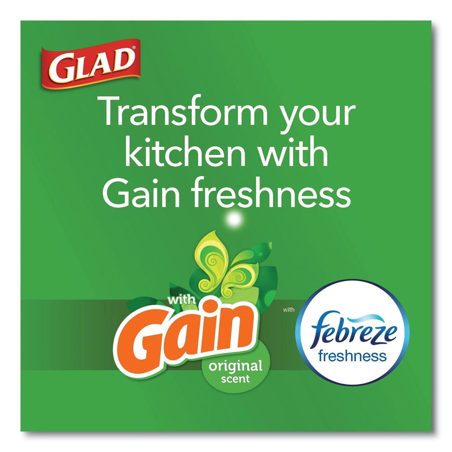 Glad OdorShield Tall Kitchen Drawstring Bags, 13 gal, 0.95 mil, 24" x 27.38", White, 80/Box