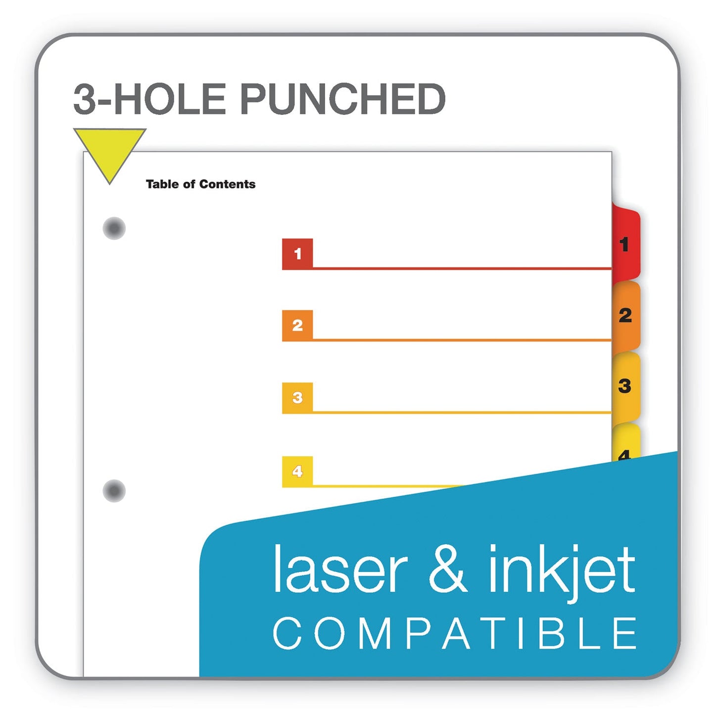 Cardinal OneStep Printable Table of Contents and Dividers, 8-Tab, 1 to 8, 11 x 8.5, White, 6 Sets
