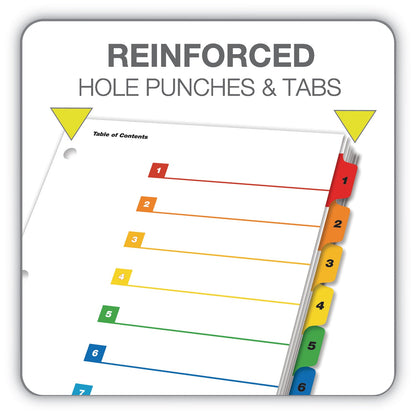 Cardinal OneStep Printable Table of Contents and Dividers, 8-Tab, 1 to 8, 11 x 8.5, White, 6 Sets