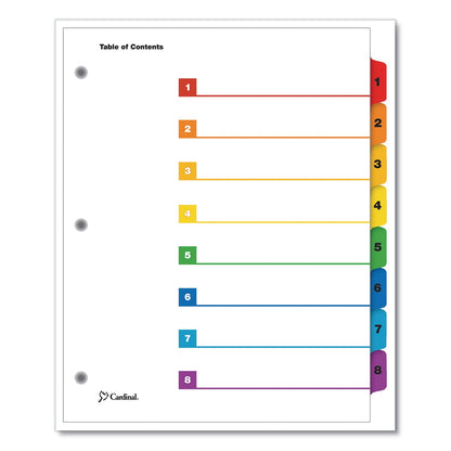 Cardinal OneStep Printable Table of Contents and Dividers, 8-Tab, 1 to 8, 11 x 8.5, White, 6 Sets