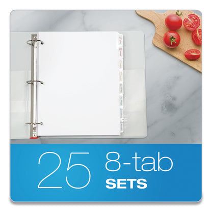 Oxford Custom Label Tab Dividers with Self-Adhesive Tab Labels, 8-Tab, 11 x 8.5, White, 25 Sets