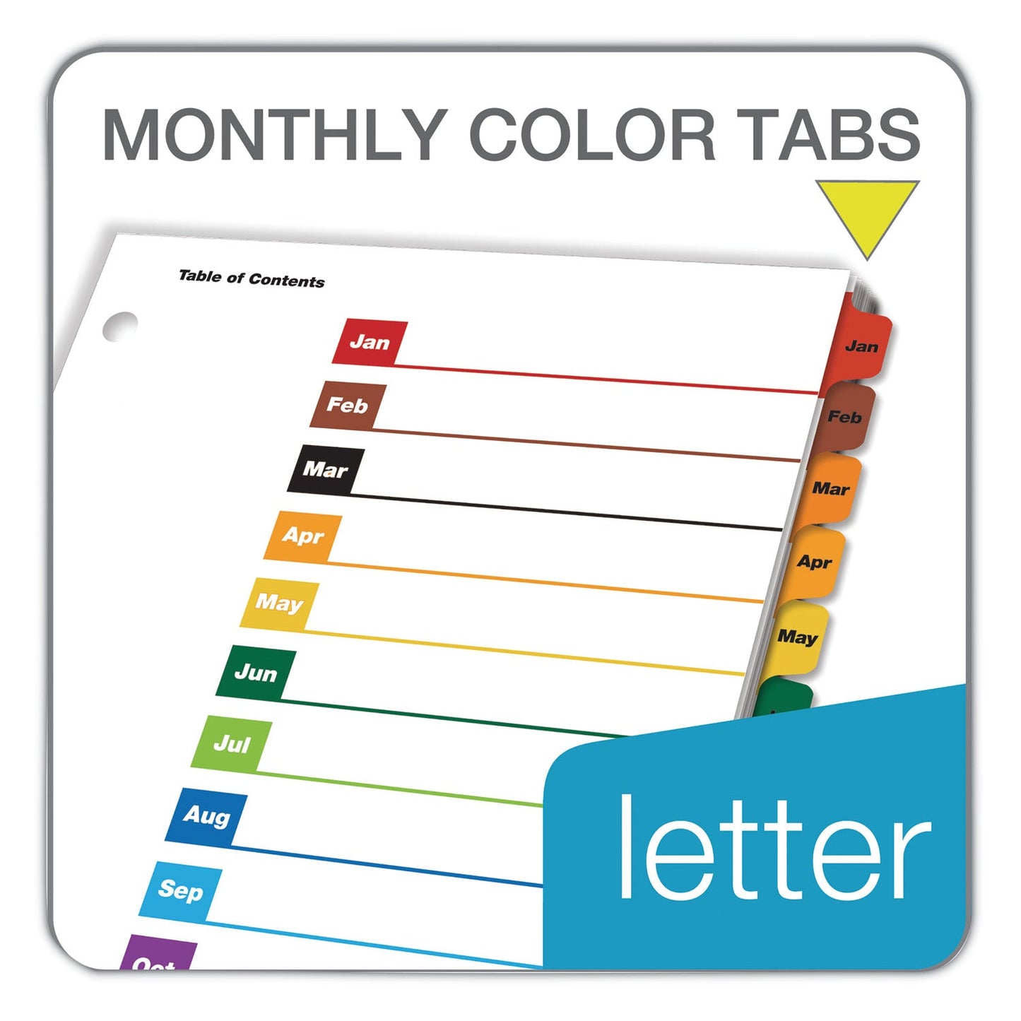Cardinal OneStep Printable Table of Contents and Dividers, 12-Tab, Jan. to Dec., 11 x 8.5, White, Assorted Tabs, 1 Set