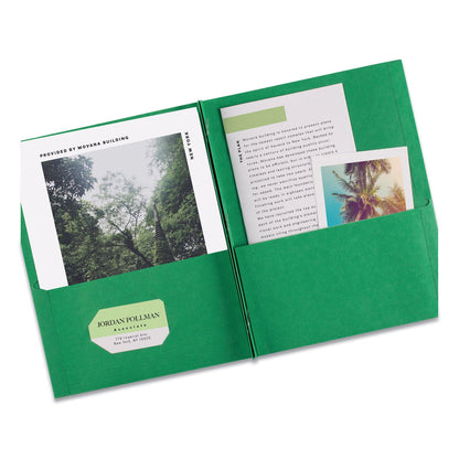 Avery Two-Pocket Folder, Prong Fastener, 0.5" Capacity, 11 x 8.5, Green, 25/Box