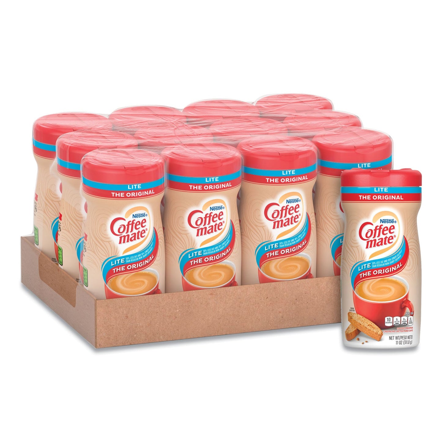 Coffee mate Powdered Original Lite Creamer, 11 oz. Canister, 12/Carton