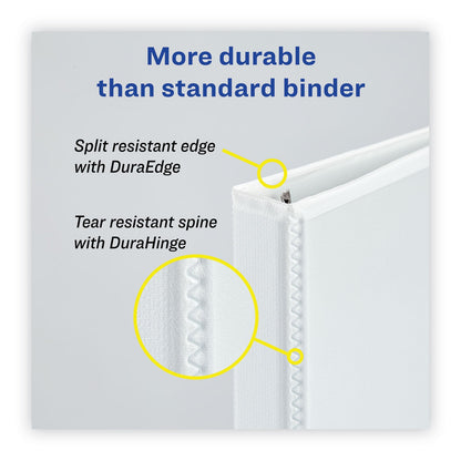 Avery Heavy-Duty Non Stick View Binder with DuraHinge and Slant Rings, 3 Rings, 1" Capacity, 11 x 8.5, White, 4/Pack