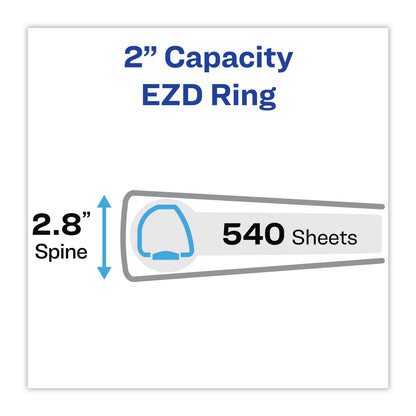 Avery Heavy-Duty Non Stick View Binder with DuraHinge and Slant Rings, 3 Rings, 2" Capacity, 11 x 8.5, White, 4/Pack