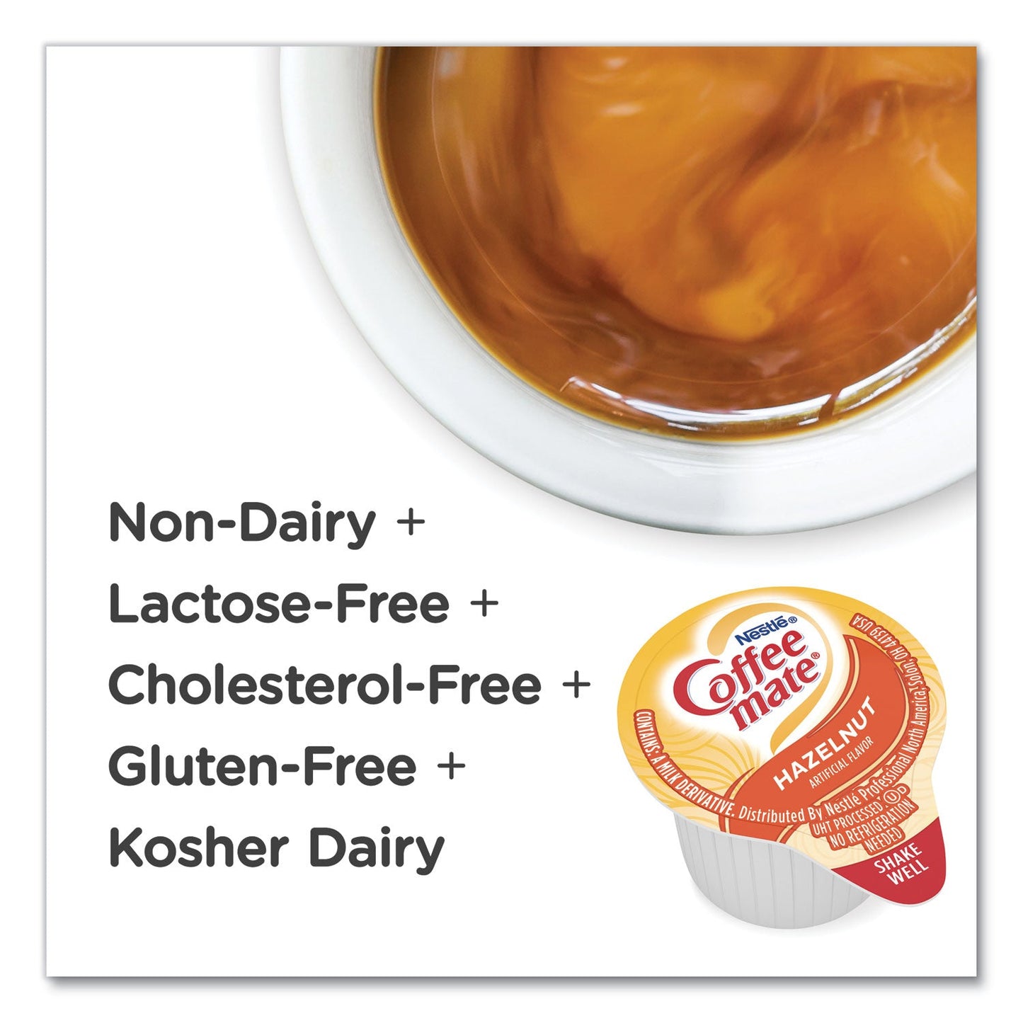 Coffee mate Liquid Coffee Creamer, Hazelnut, 0.38 oz Mini Cups, 180/Carton