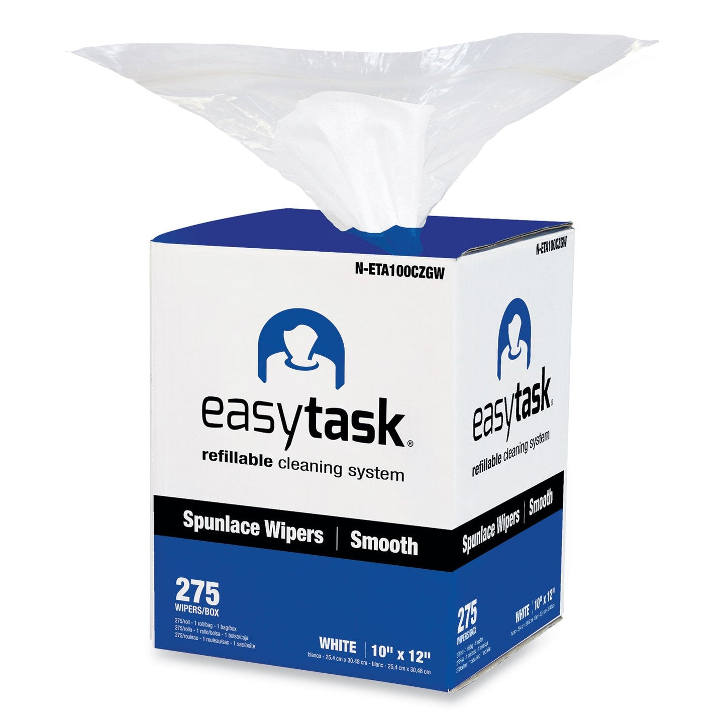 HOSPECO Easy Task A100 Wiper, Center-Pull, 10 x 12, 275 Sheets/Roll with Zipper Bag