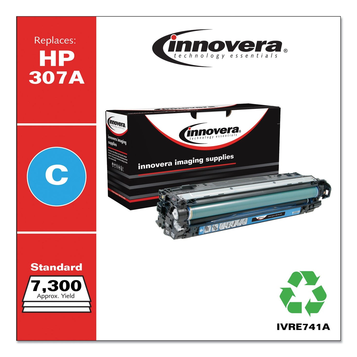 Innovera Remanufactured Cyan Toner, Replacement for 307A (CE741A), 7,300 Page-Yield