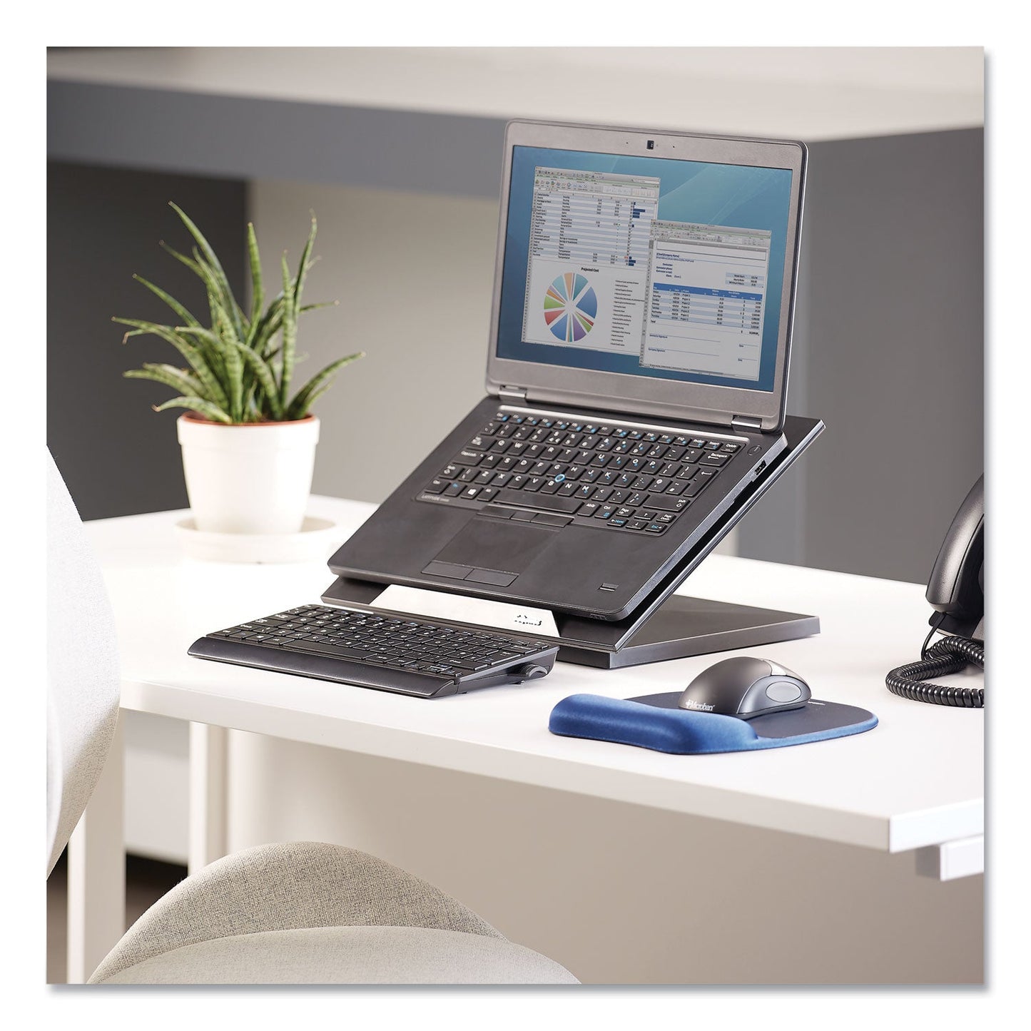 Fellowes Designer Suites Laptop Riser, 13.19" x 11.19" x 4", Black Pearl, Supports 25 lbs