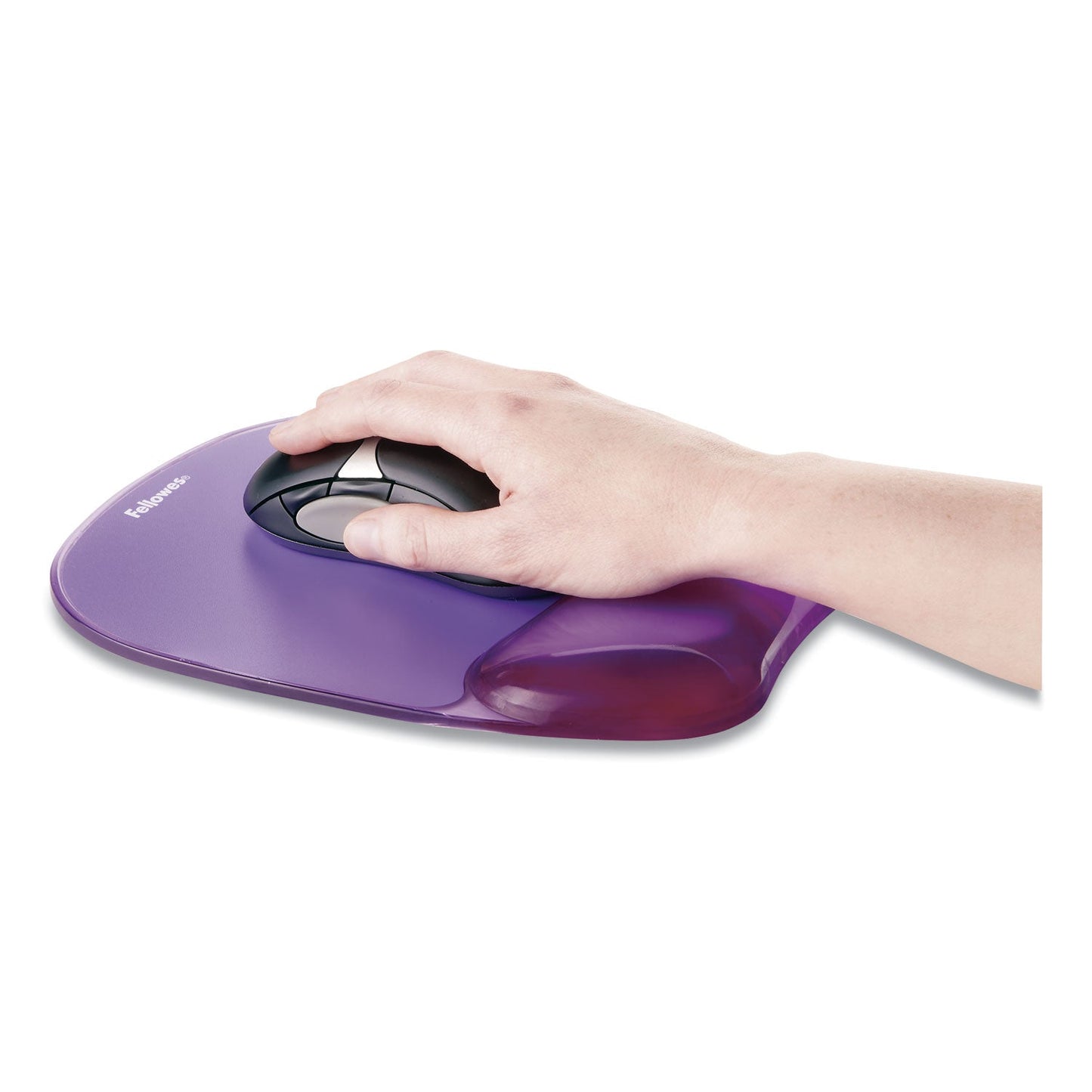 Fellowes Gel Crystals Mouse Pad with Wrist Rest, 7.87 x 9.18, Purple