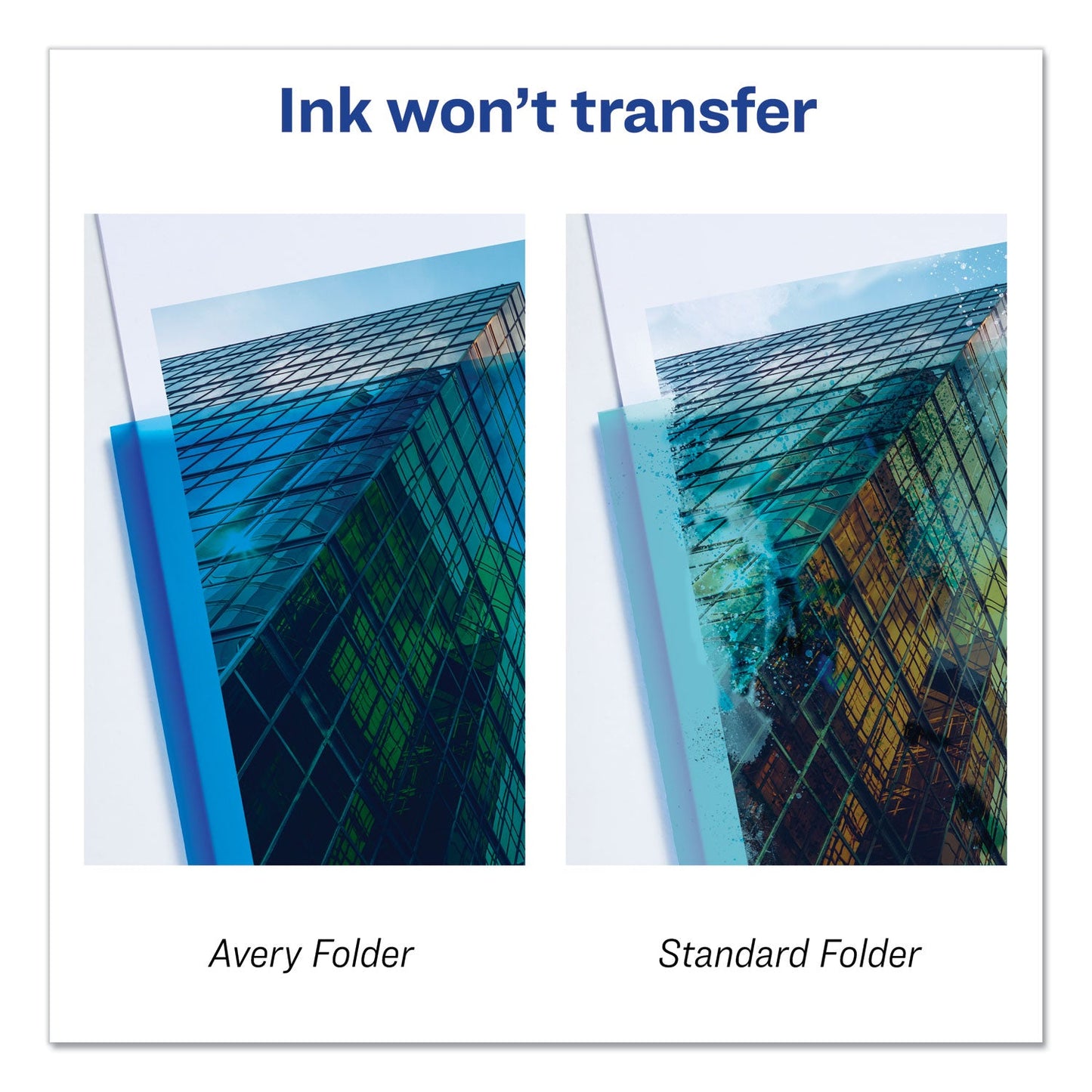Avery Lay Flat View Report Cover, Flexible Fastener, 0.5" Capacity, 8.5 x 11, Clear/Blue