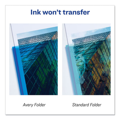 Avery Lay Flat View Report Cover, Flexible Fastener, 0.5" Capacity, 8.5 x 11, Clear/Blue