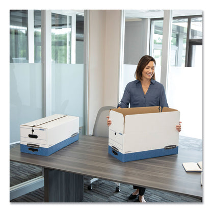 Bankers Box LIBERTY Heavy-Duty Strength Storage Boxes, Letter Files, 12.25" x 24.13" x 10.75", White/Blue, 12/Carton