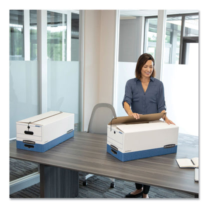 Bankers Box LIBERTY Heavy-Duty Strength Storage Boxes, Letter Files, 12.25" x 24.13" x 10.75", White/Blue, 4/Carton