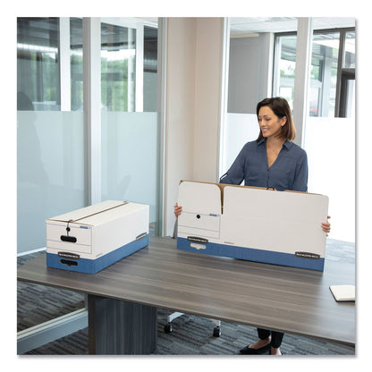 Bankers Box LIBERTY Heavy-Duty Strength Storage Boxes, Legal Files, 15.25" x 24.13" x 10.75", White/Blue, 12/Carton