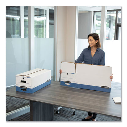 Bankers Box LIBERTY Heavy-Duty Strength Storage Boxes, Letter Files, 12.25" x 24.13" x 10.75", White/Blue, 4/Carton