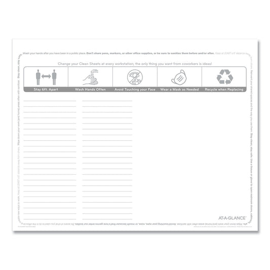 AT-A-GLANCE Disposable Clean Sheets, 25 Sheets, 17 x 22, White, 25/Pack