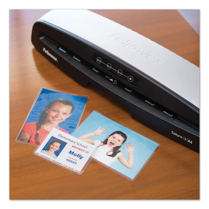Fellowes Laminating Pouches, 5 mil, 3.88" x 2.63", Gloss Clear, 25/Pack
