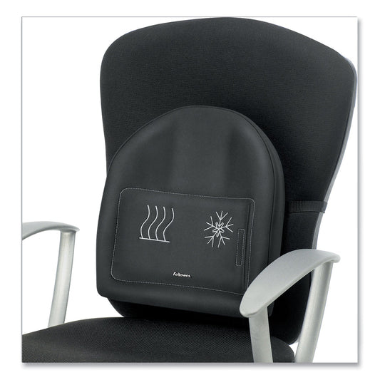 Fellowes Heat and Soothe Back Support, 14.5 x 3 x 13.63, Black