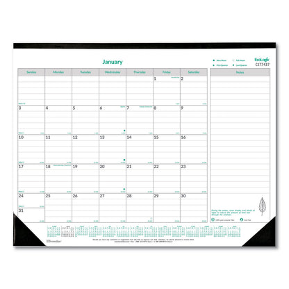 Brownline EcoLogix Monthly Desk Pad Calendar, 22 x 17, White/Green Sheets, Black Binding/Corners, 12-Month (Jan to Dec): 2023