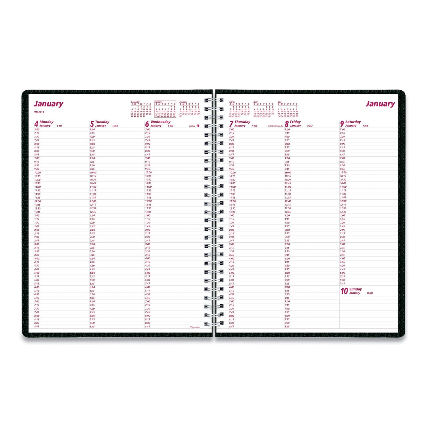 Brownline DuraFlex Weekly Planner, 11 x 8.5, Black Cover, 12-Month (Jan to Dec): 2023