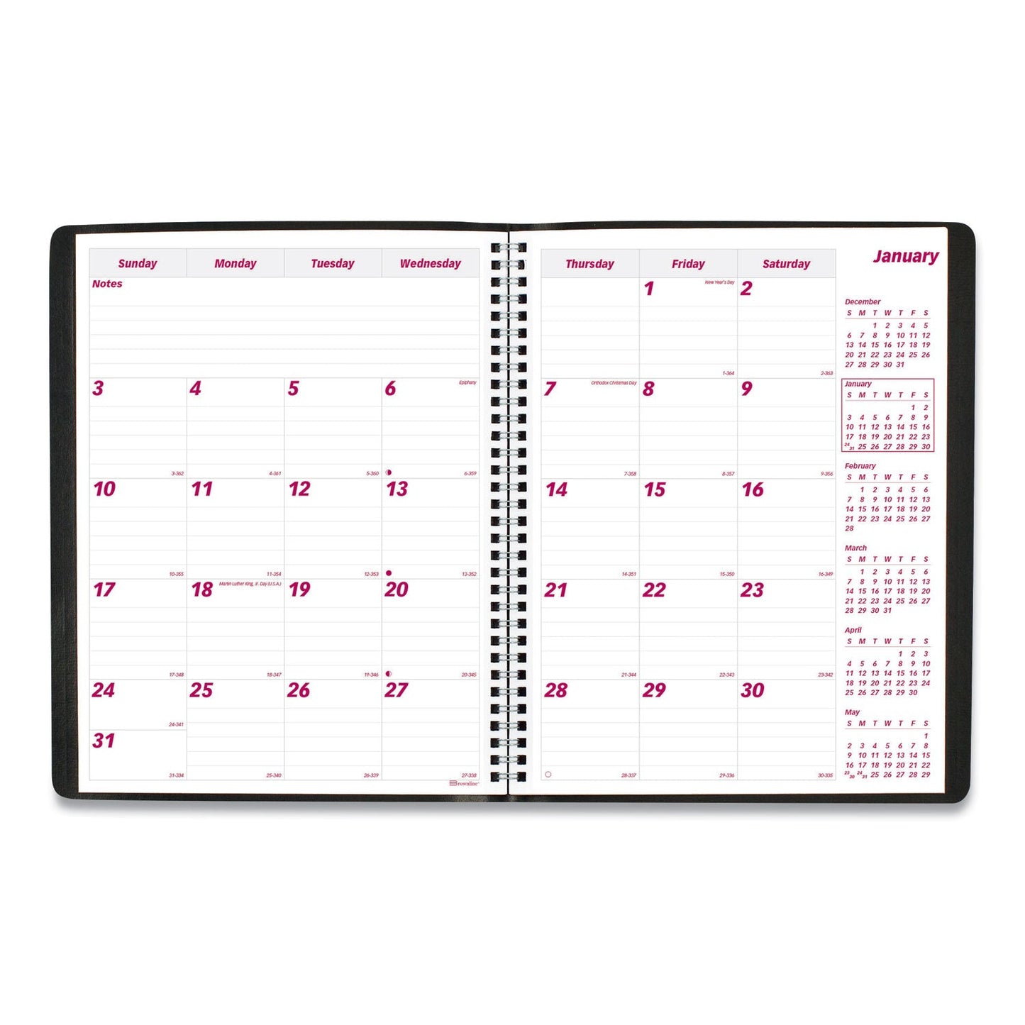 Brownline Essential Collection 14-Month Ruled Monthly Planner, 11 x 8.5, Black Cover, 14-Month (Dec to Jan): 2022 to 2024