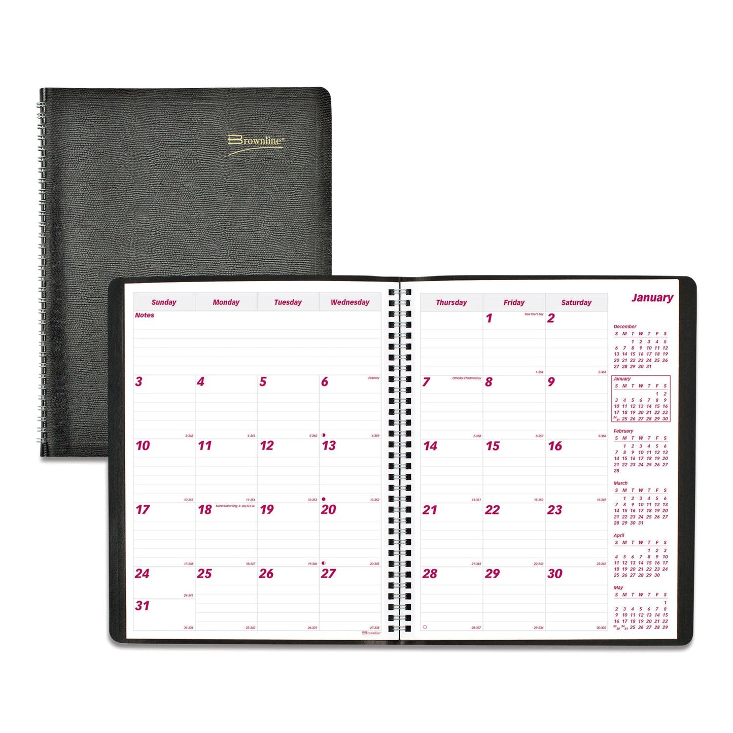Brownline Essential Collection 14-Month Ruled Monthly Planner, 11 x 8.5, Black Cover, 14-Month (Dec to Jan): 2022 to 2024