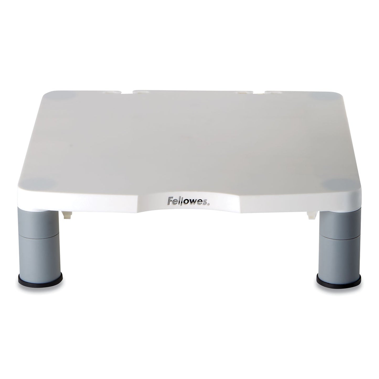 Fellowes Standard Monitor Riser, For 21" Monitors, 13.38" x 13.63" x 2" to 4", Platinum/Graphite, Supports 60 lbs