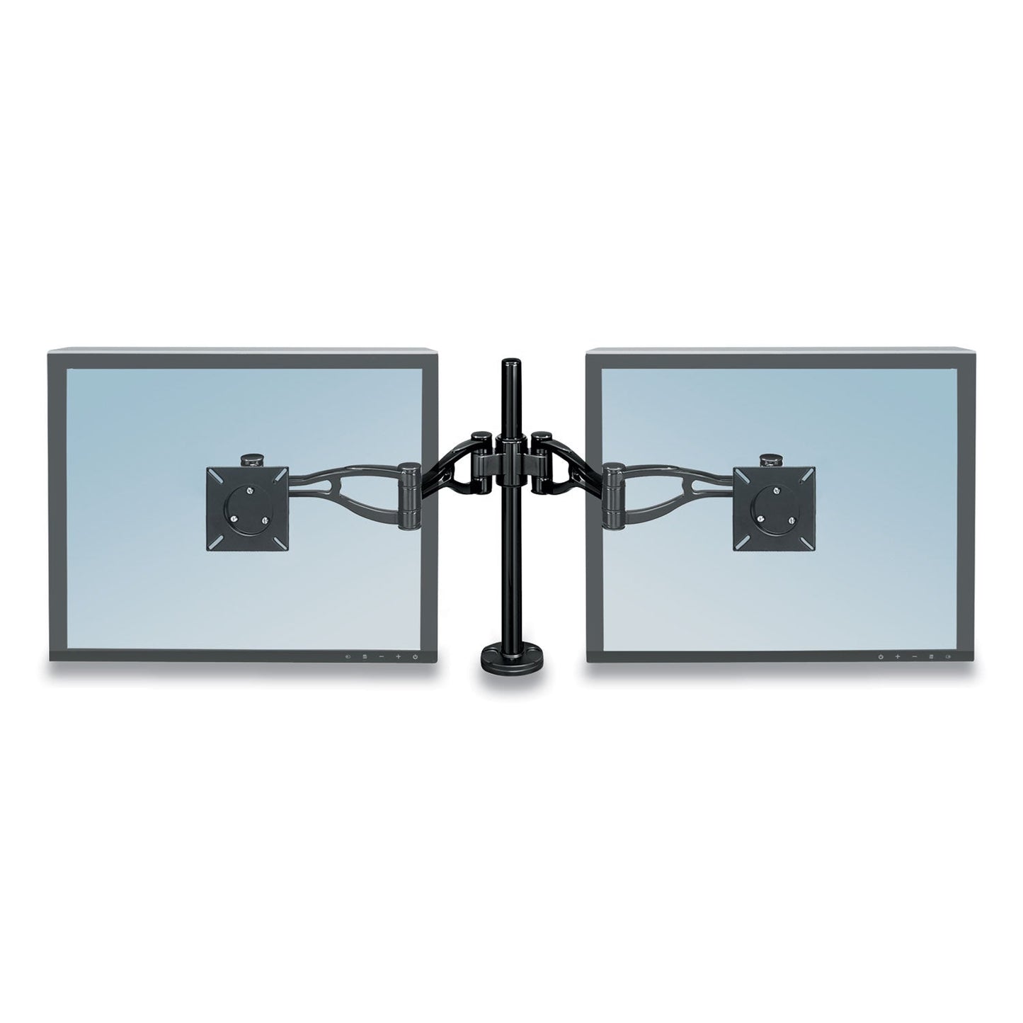 Fellowes Professional Series Depth Adjustable Dual Monitor Arm, 360 deg Rotation, 37 deg Tilt, 360 deg Pan, Black, Supports 24 lb