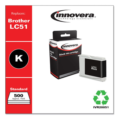 Innovera Remanufactured Black Ink, Replacement for LC51BK, 500 Page-Yield