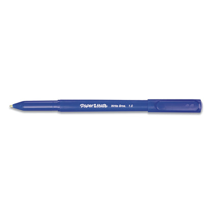 Paper Mate Write Bros. Ballpoint Pen, Stick, Medium 1 mm, Blue Ink, Blue Barrel, Dozen