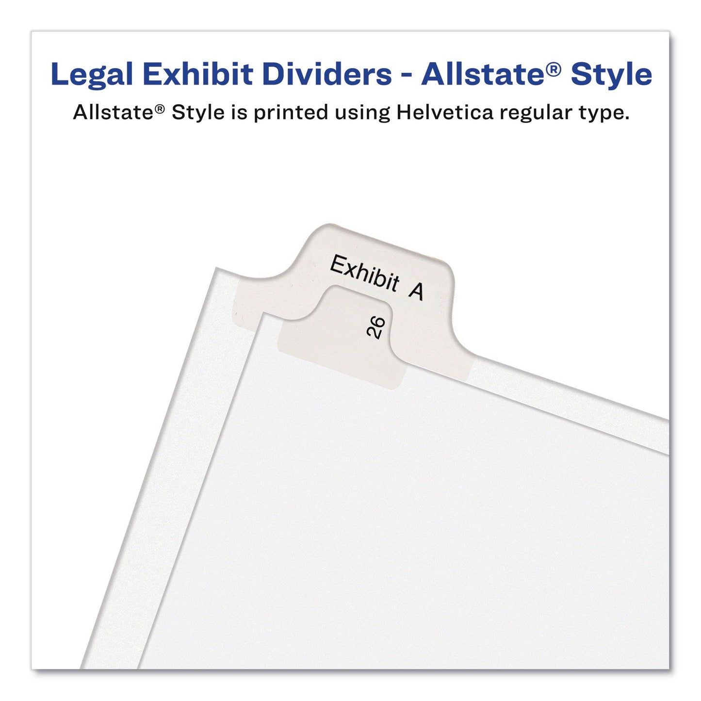 Avery Preprinted Legal Exhibit Side Tab Index Dividers, Allstate Style, 26-Tab, W, 11 x 8.5, White, 25/Pack