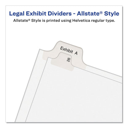 Avery Preprinted Legal Exhibit Side Tab Index Dividers, Allstate Style, 26-Tab, Exhibit A to Exhibit Z, 11 x 8.5, White, 1 Set