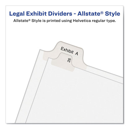 Avery Preprinted Legal Exhibit Side Tab Index Dividers, Allstate Style, 10-Tab, 4, 11 x 8.5, White, 25/Pack