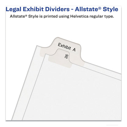 Avery Preprinted Legal Exhibit Side Tab Index Dividers, Allstate Style, 10-Tab, 1, 11 x 8.5, White, 25/Pack