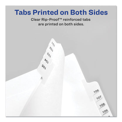 Avery Preprinted Legal Exhibit Side Tab Index Dividers, Allstate Style, 10-Tab, 7, 11 x 8.5, White, 25/Pack