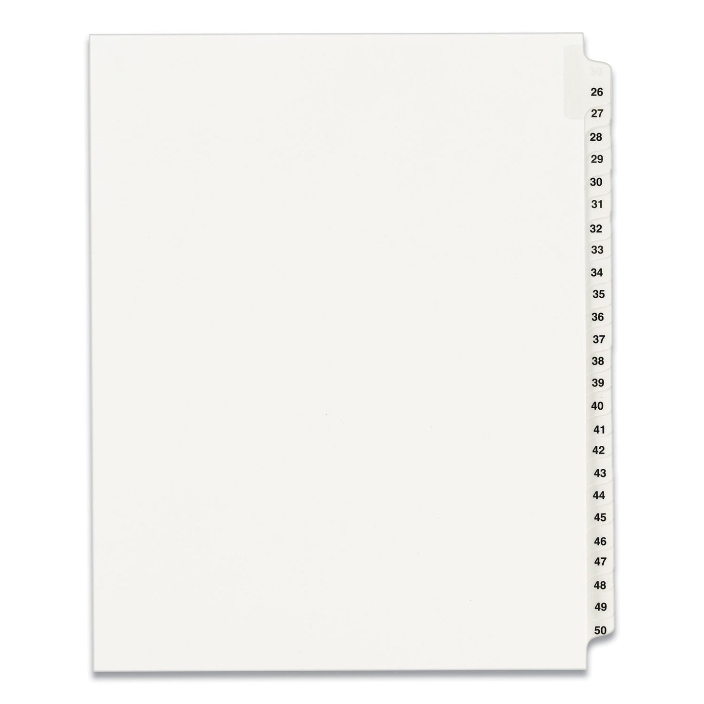 Avery Preprinted Legal Exhibit Side Tab Index Dividers, Avery Style, 25-Tab, 26 to 50, 11 x 8.5, White, 1 Set, (1331)