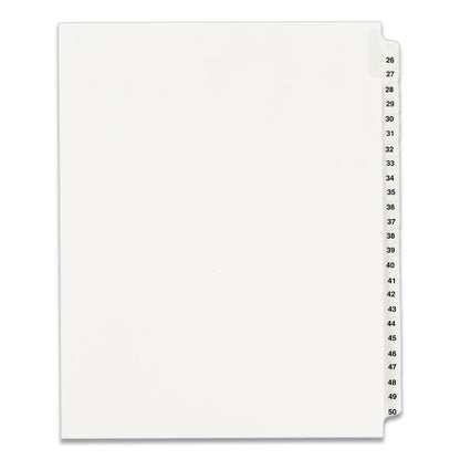 Avery Preprinted Legal Exhibit Side Tab Index Dividers, Avery Style, 25-Tab, 26 to 50, 11 x 8.5, White, 1 Set, (1331)
