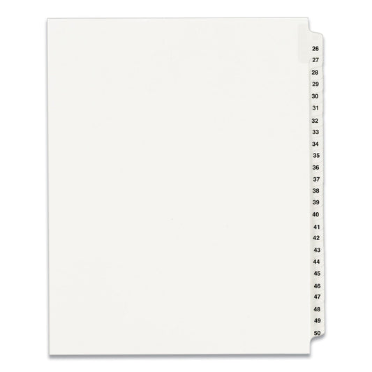 Avery Preprinted Legal Exhibit Side Tab Index Dividers, Avery Style, 25-Tab, 26 to 50, 11 x 8.5, White, 1 Set, (1331)