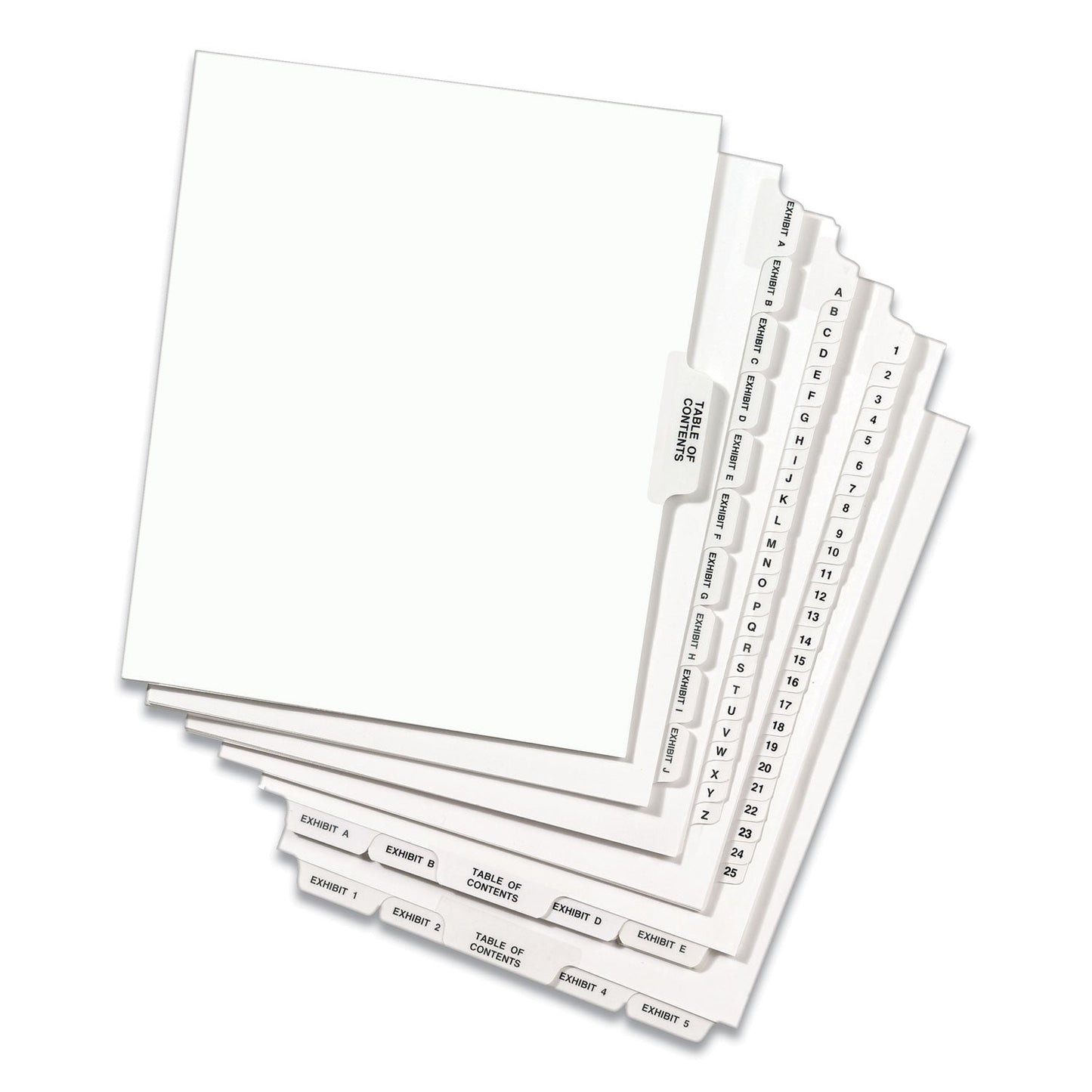 Avery Preprinted Legal Exhibit Side Tab Index Dividers, Avery Style, 11-Tab, 1 to 10, 11 x 8.5, White, 1 Set