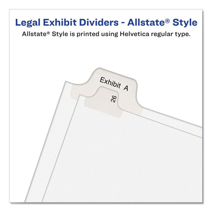 Avery Preprinted Legal Exhibit Side Tab Index Dividers, Allstate Style, 10-Tab, 21, 11 x 8.5, White, 25/Pack