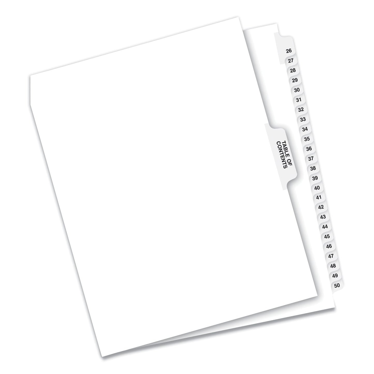 Avery Preprinted Legal Exhibit Side Tab Index Dividers, Avery Style, 26-Tab, 26 to 50, 11 x 8.5, White, 1 Set