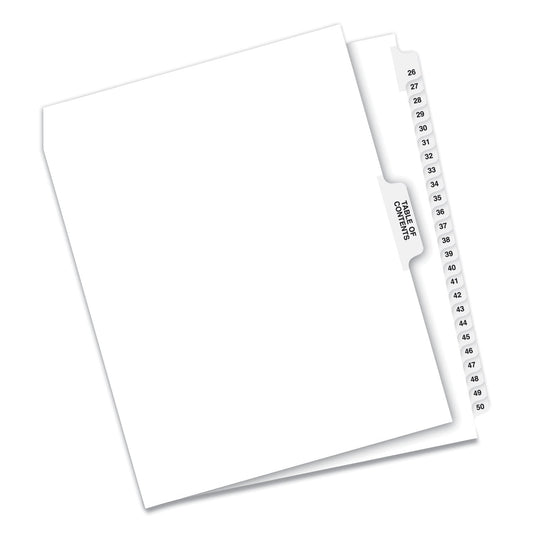 Avery Preprinted Legal Exhibit Side Tab Index Dividers, Avery Style, 26-Tab, 26 to 50, 11 x 8.5, White, 1 Set
