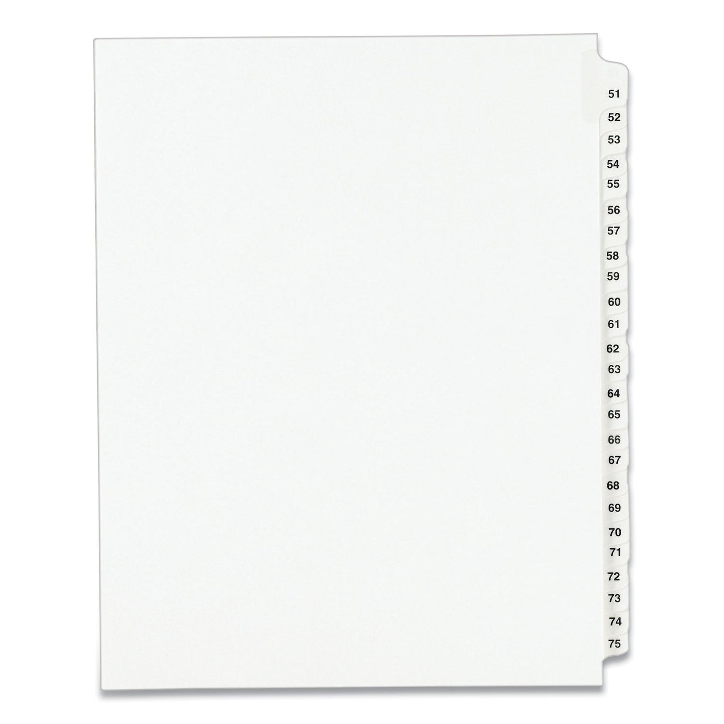 Avery Preprinted Legal Exhibit Side Tab Index Dividers, Avery Style, 25-Tab, 51 to 75, 11 x 8.5, White, 1 Set, (1332)