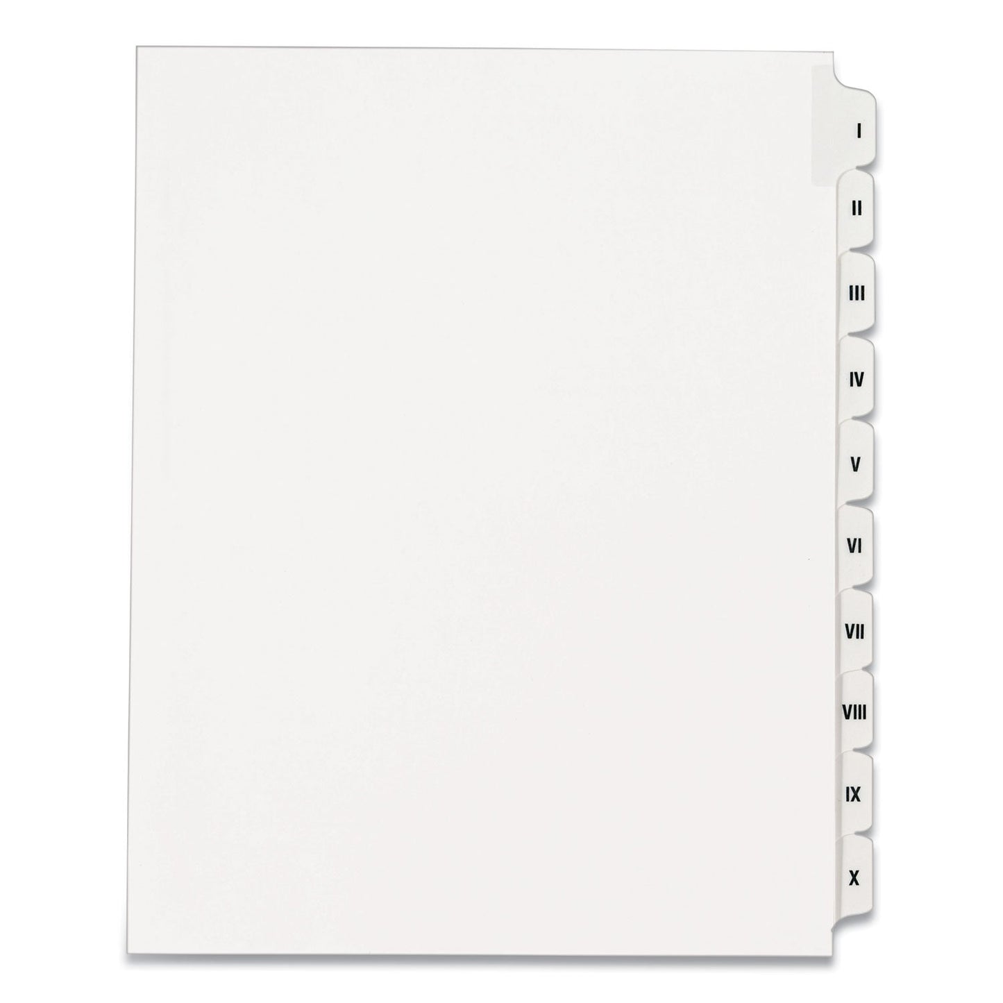 Avery Preprinted Legal Exhibit Side Tab Index Dividers, Allstate Style, 10-Tab, I to X, 11 x 8.5, White, 1 Set