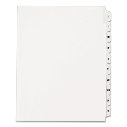 Avery Preprinted Legal Exhibit Side Tab Index Dividers, Allstate Style, 10-Tab, I to X, 11 x 8.5, White, 1 Set