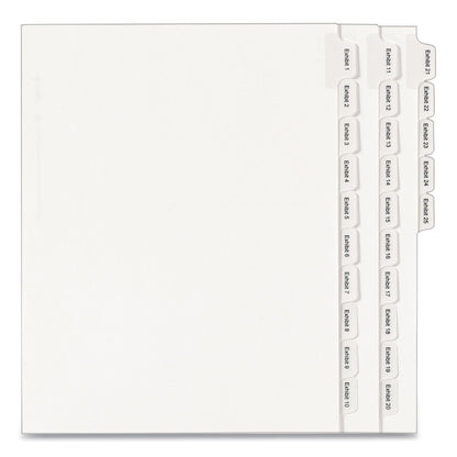 Avery Preprinted Legal Exhibit Side Tab Index Dividers, Allstate Style, 25-Tab, Exhibit 1 to Exhibit 25, 11 x 8.5, White, 1 Set